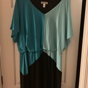 Gently worn color-block dress. Two tone teal